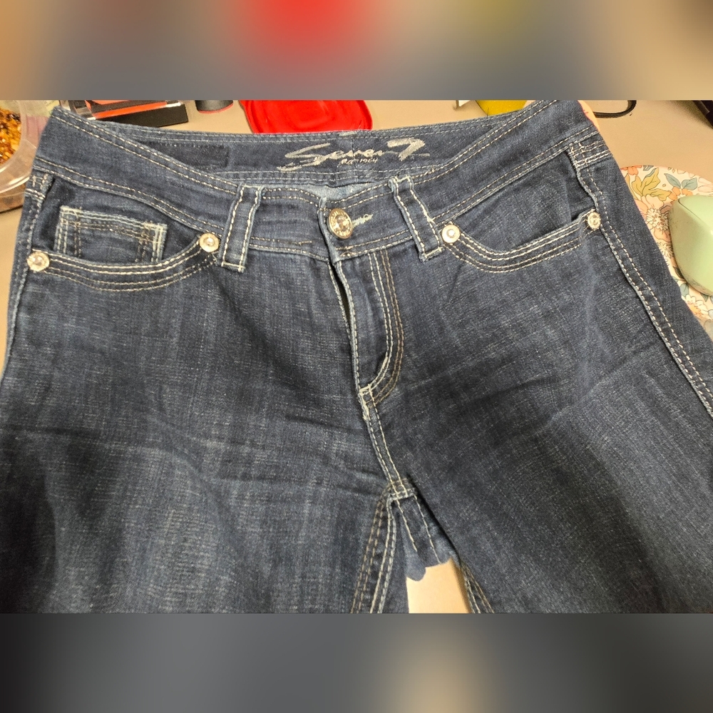 Seven7 Blue Skinny Jeans with Classic Indigo Wash